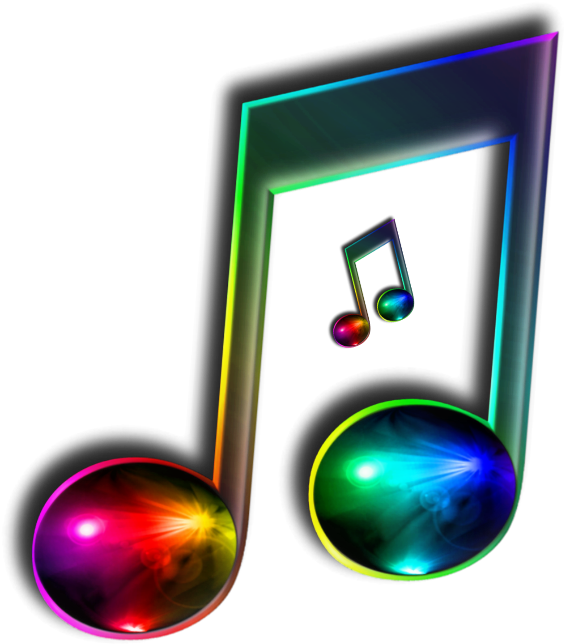 Vibrant Neon Music Notes PNG