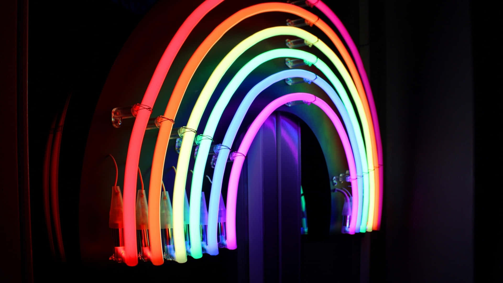 Vibrant Neon Rainbow Art Wallpaper