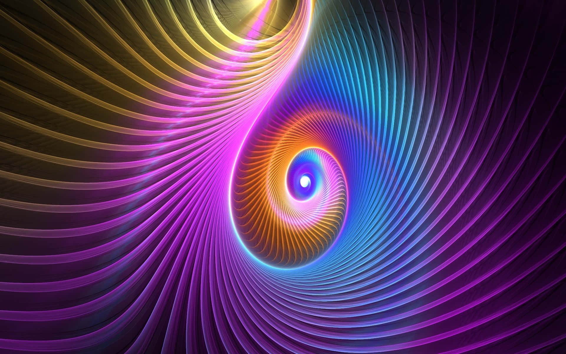 Vibrant Neon Spiral Abstract Wallpaper
