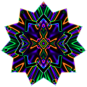 Vibrant Neon Star Pattern PNG
