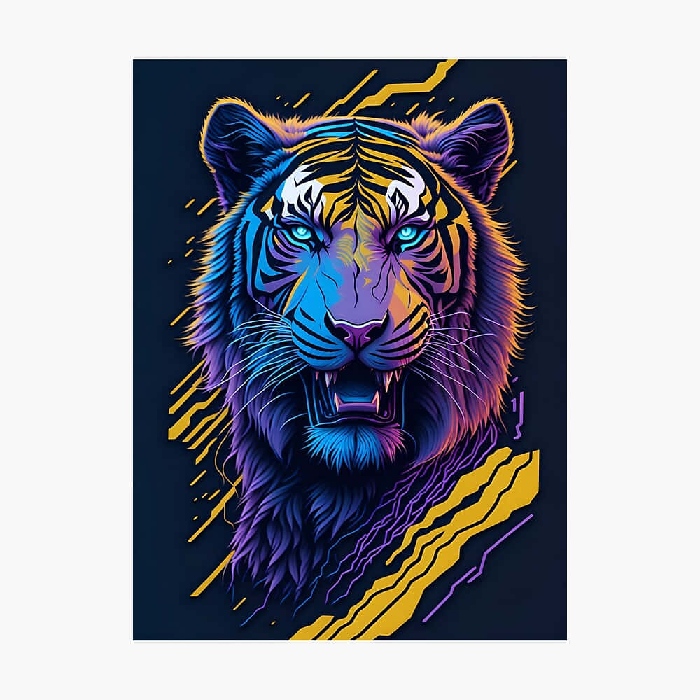 Vibrant Neon Tiger Art Wallpaper