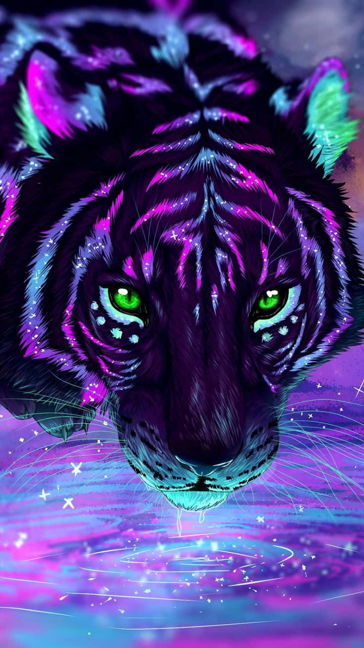 Vibrant_ Neon_ Tiger Wallpaper