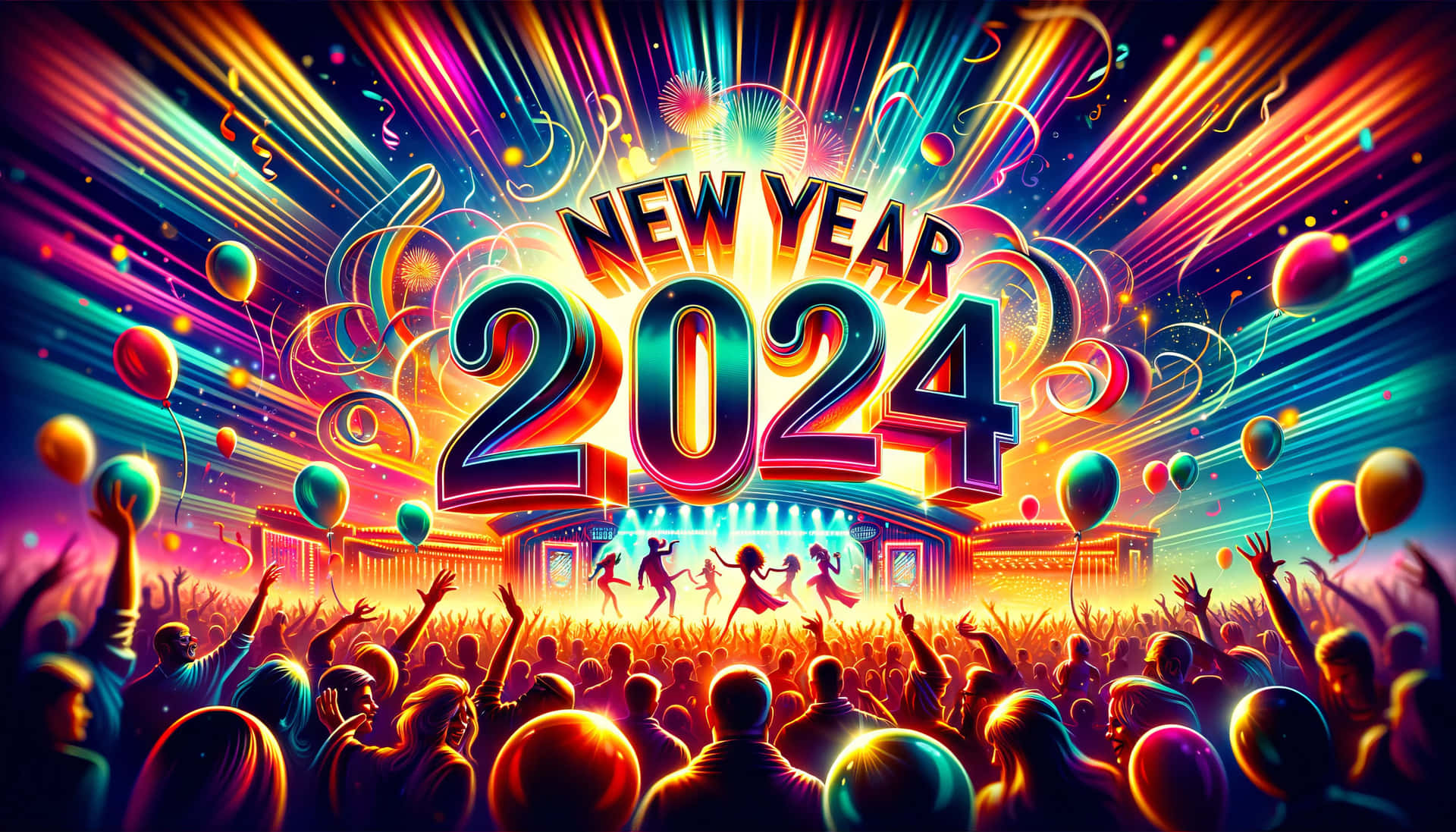 Vibrant New Year2024 Celebration Wallpaper