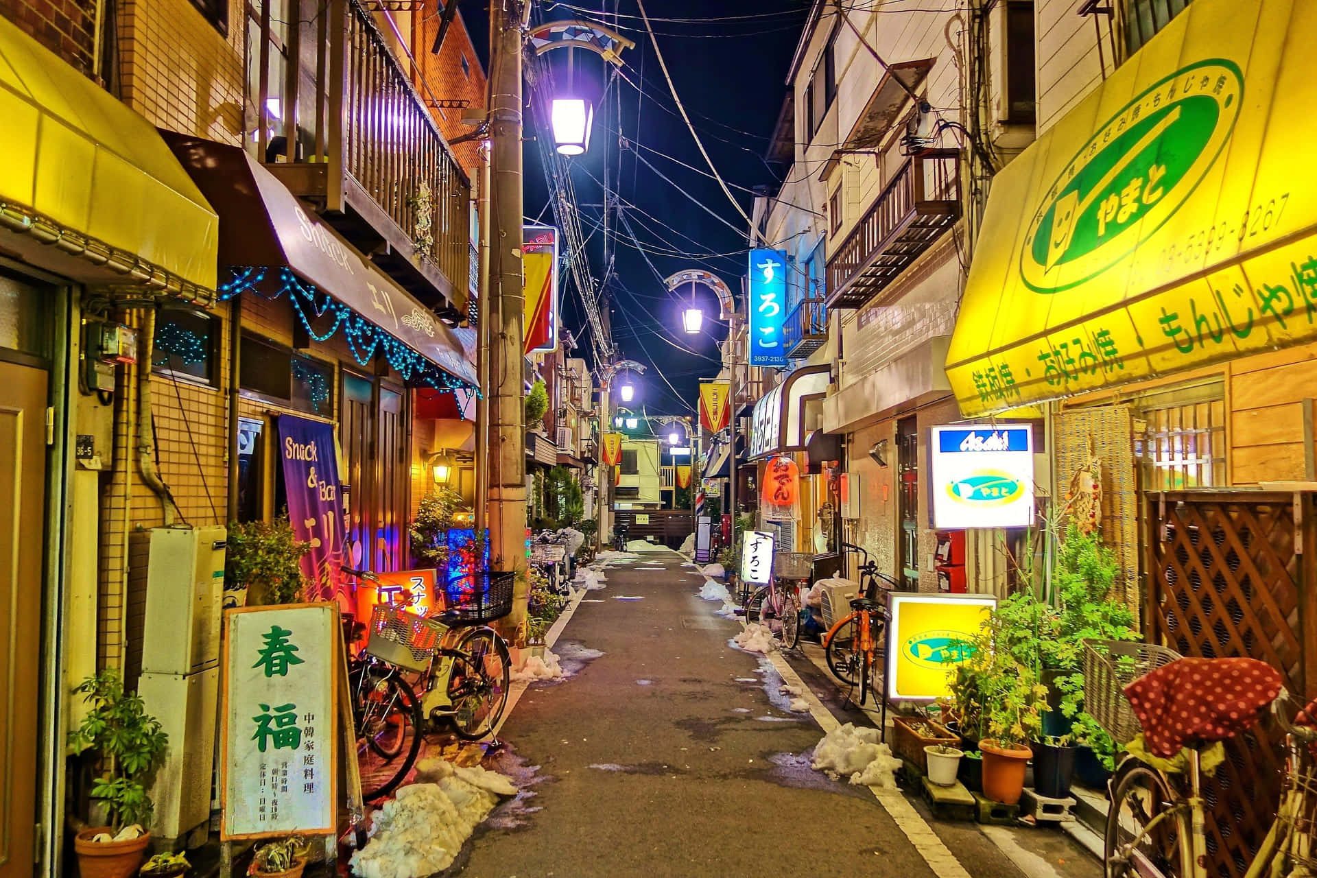 Vibrant Nightlifein Japanese Alley Wallpaper