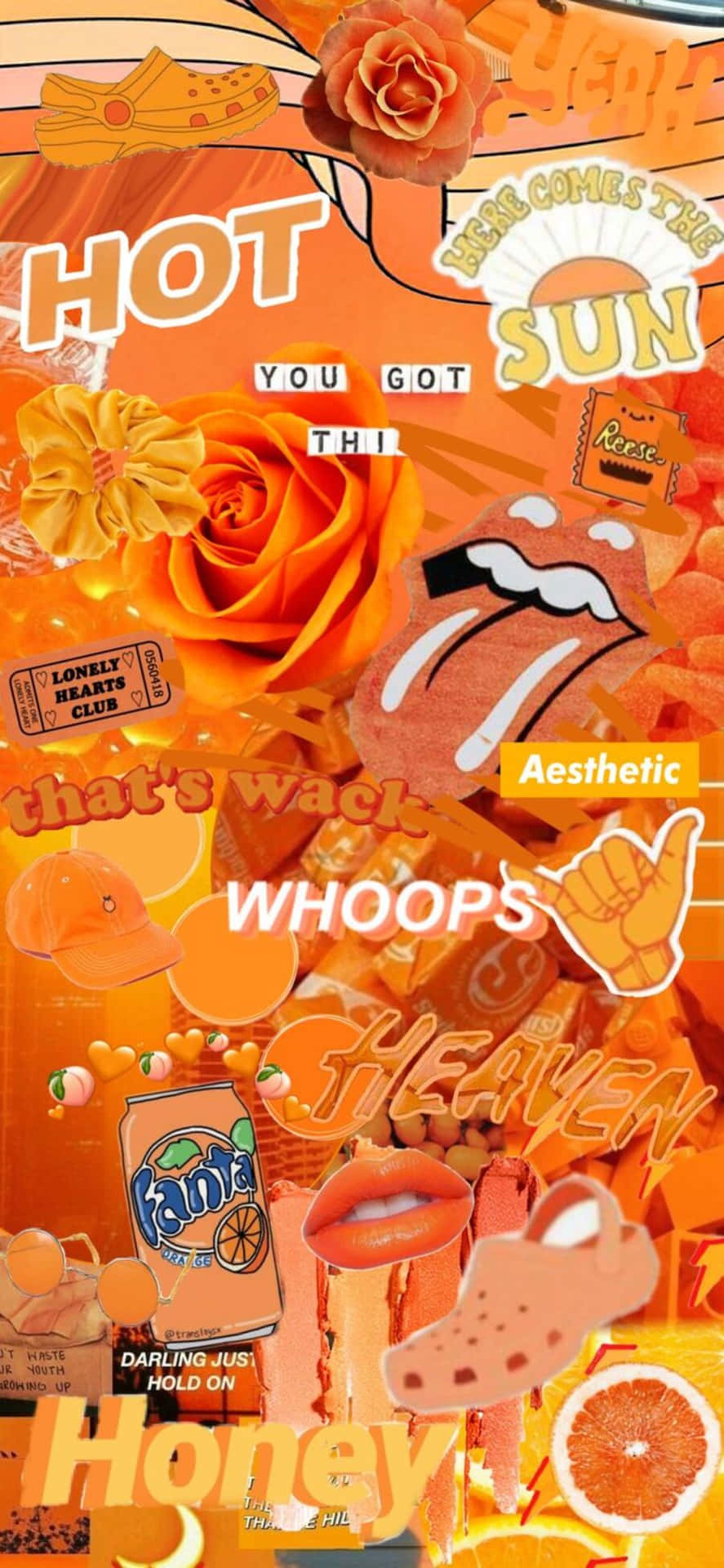 Vibrant Orange Aesthetic Collage Wallpaper