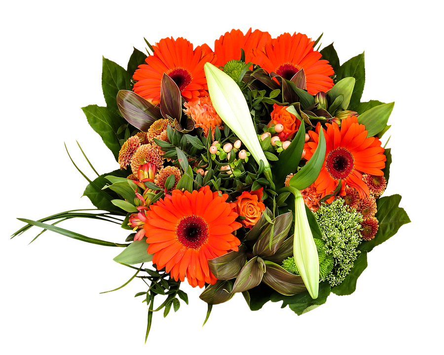 Vibrant Orange Birthday Bouquet PNG