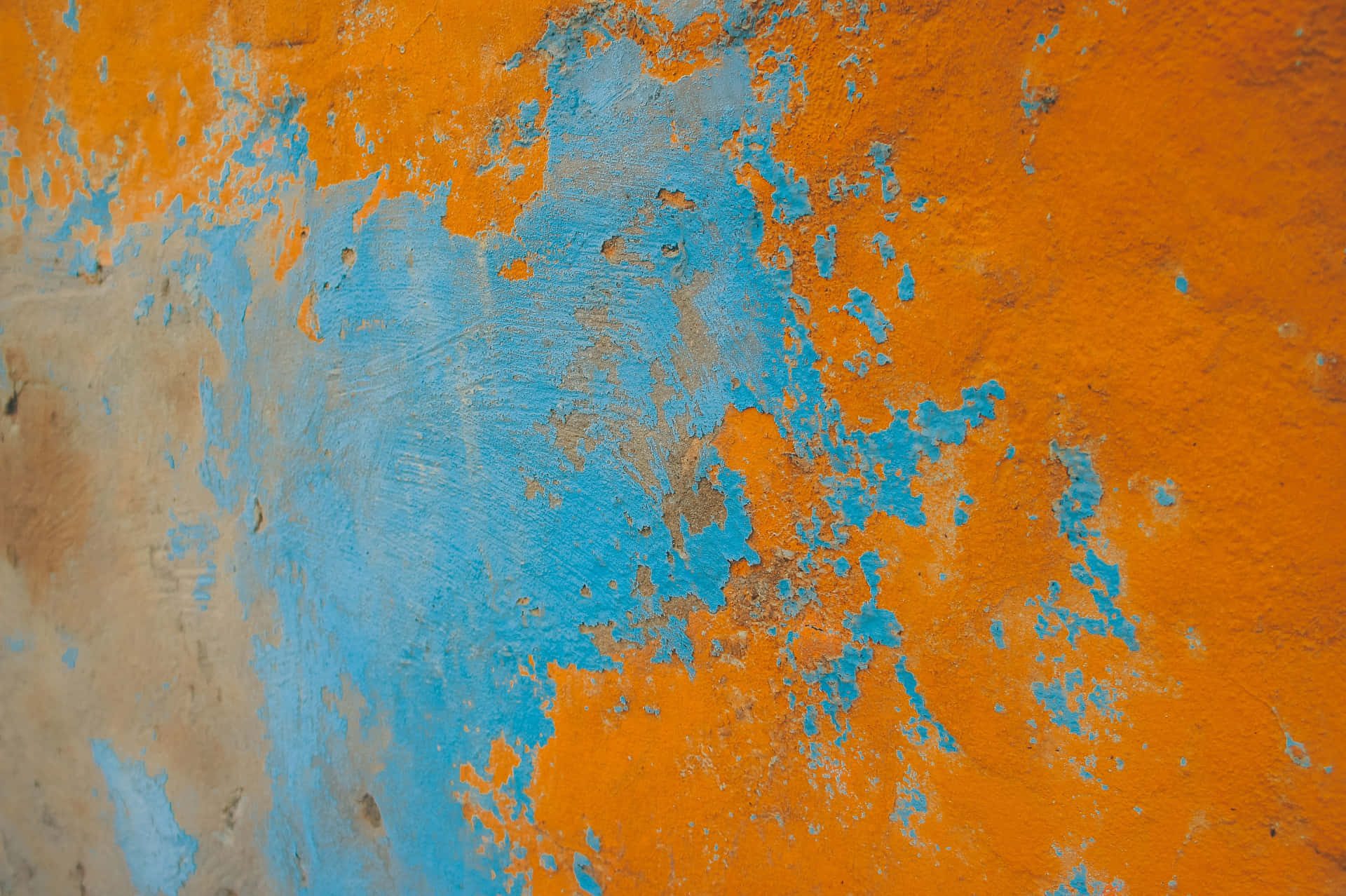 Vibrant Orange Blue Textured Wall Wallpaper