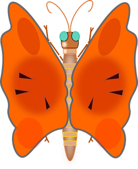 Vibrant Orange Butterfly Illustration PNG