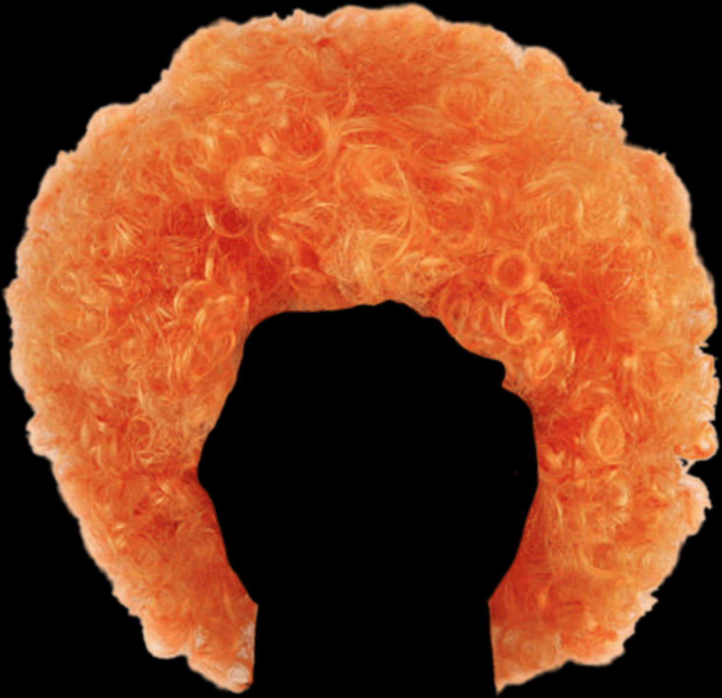 Vibrant Orange Curly Wig Silhouette PNG