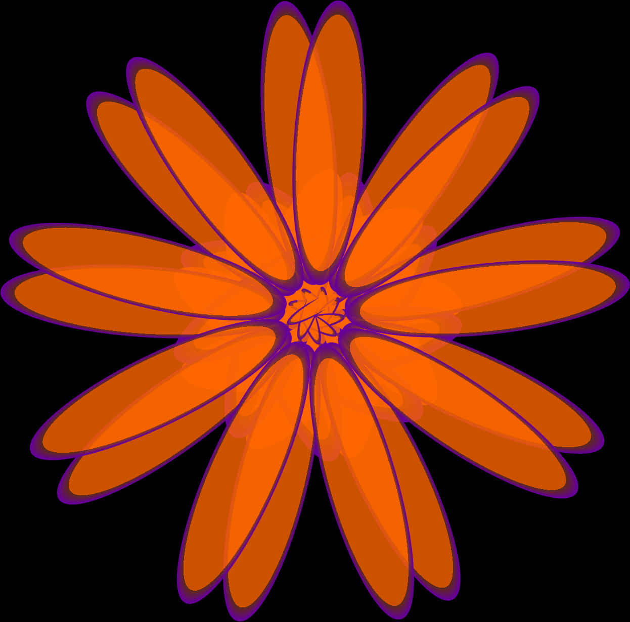 Vibrant Orange Daisy Illustration PNG