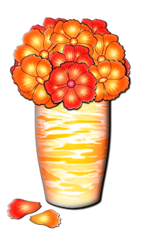 Vibrant Orange Flowersin Vase PNG