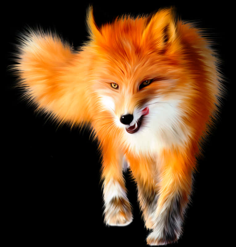 Vibrant Orange Fox Artwork PNG