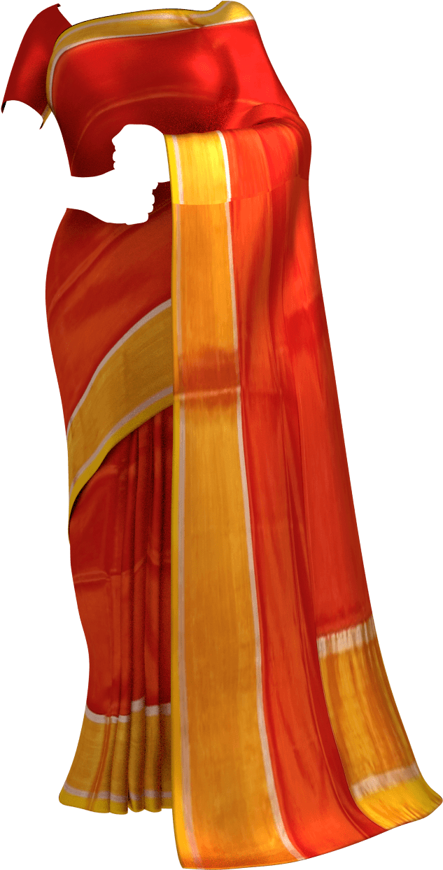 Vibrant Orange Lehenga Fabric PNG
