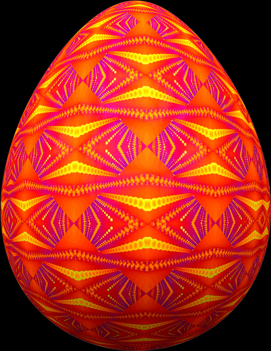 Vibrant Orange Patterned Easter Egg.jpg PNG
