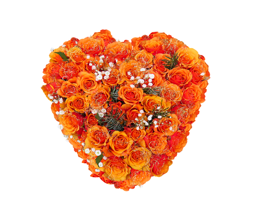 Vibrant_ Orange_ Rose_ Heart_ Bouquet PNG