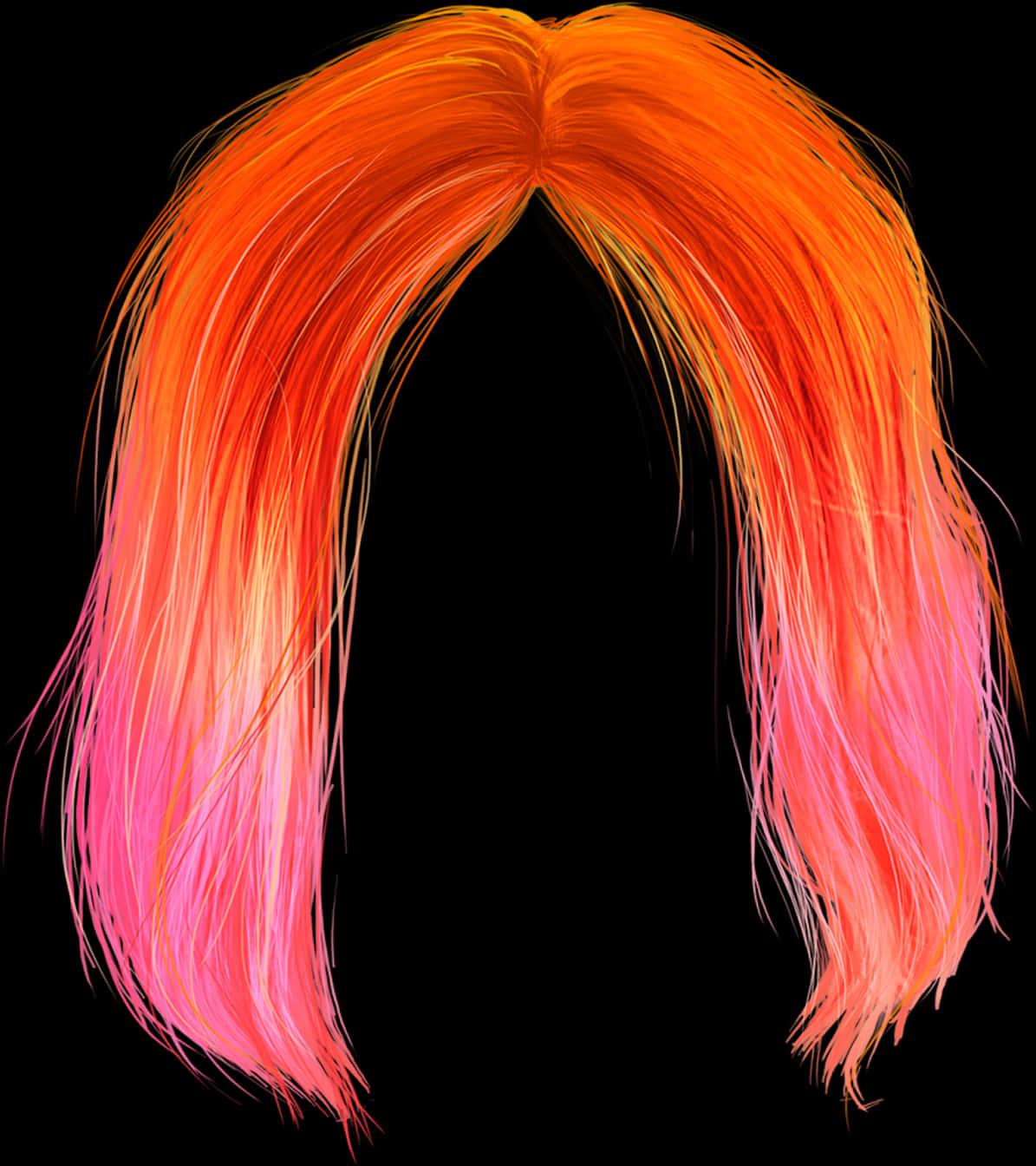 Vibrant Orange Wigon Black Background PNG