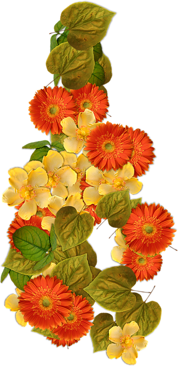 Vibrant Orangeand Yellow Flowers PNG