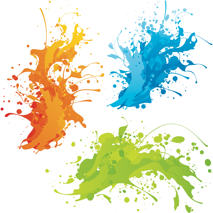 Vibrant Paint Splashes Graphic PNG