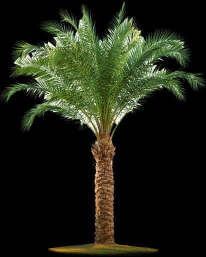 Vibrant Palm Tree Isolatedon Black PNG