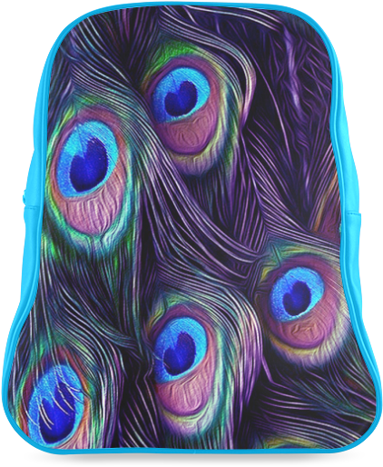 Vibrant Peacock Feather Backpack PNG