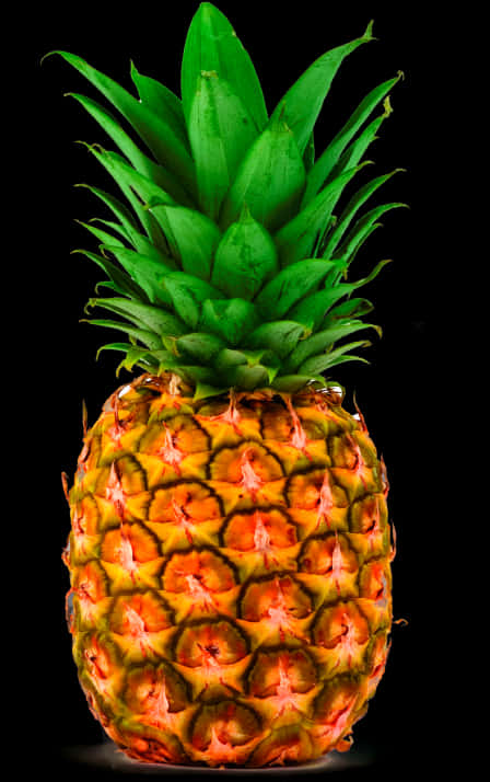 Vibrant Pineapple Black Background PNG