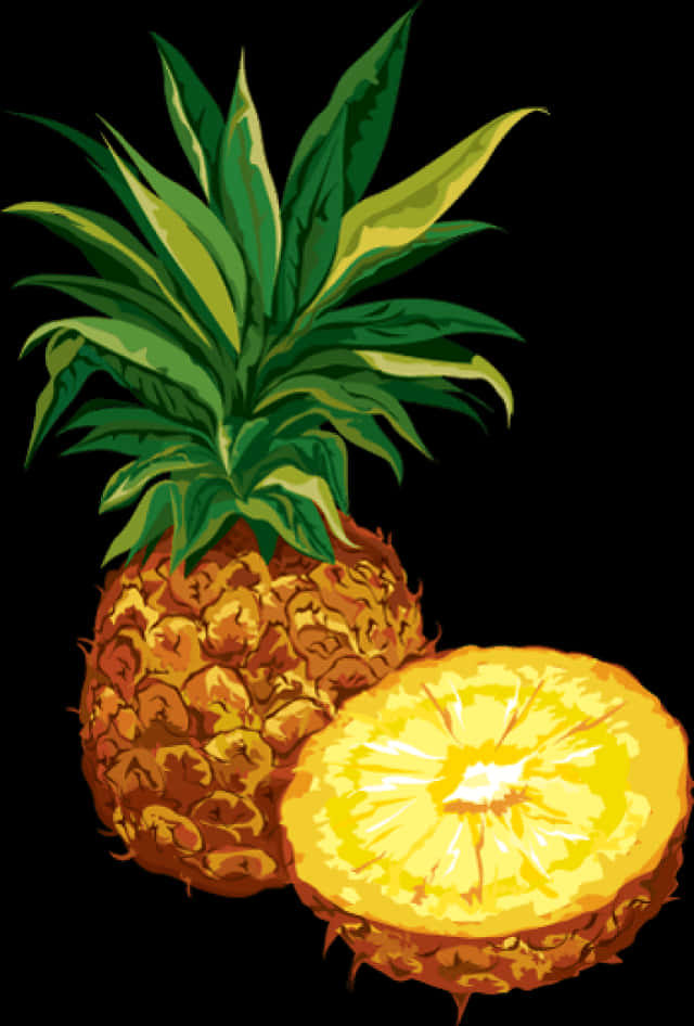 Vibrant Pineappleand Slice PNG