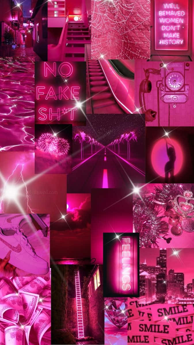 Vibrant Pink Aesthetic Collage Wallpaper