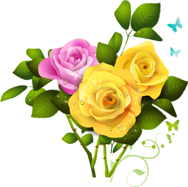 Vibrant_ Pink_and_ Yellow_ Roses_ Artwork PNG