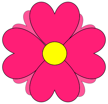 Vibrant Pink Cartoon Flower PNG