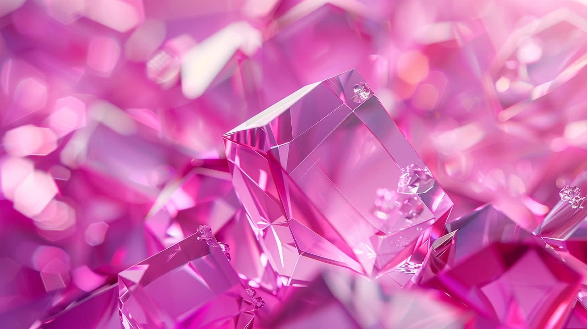 Vibrant Pink Crystals3 D Render Wallpaper