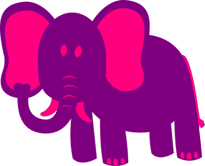Vibrant Pink Elephant Cartoon PNG