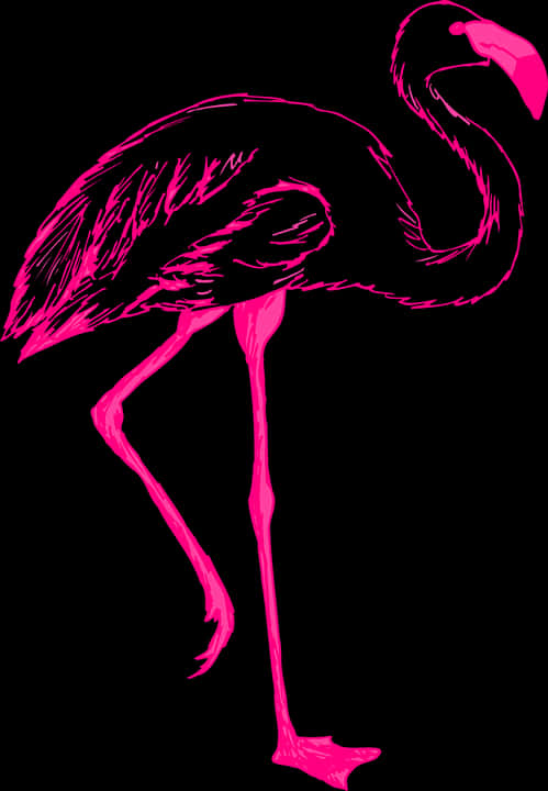 Vibrant Pink Flamingo Artwork PNG