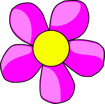 Vibrant Pink Flower Cartoon PNG