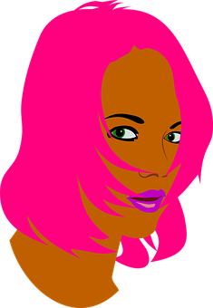 Vibrant Pink Haired Woman Vector PNG