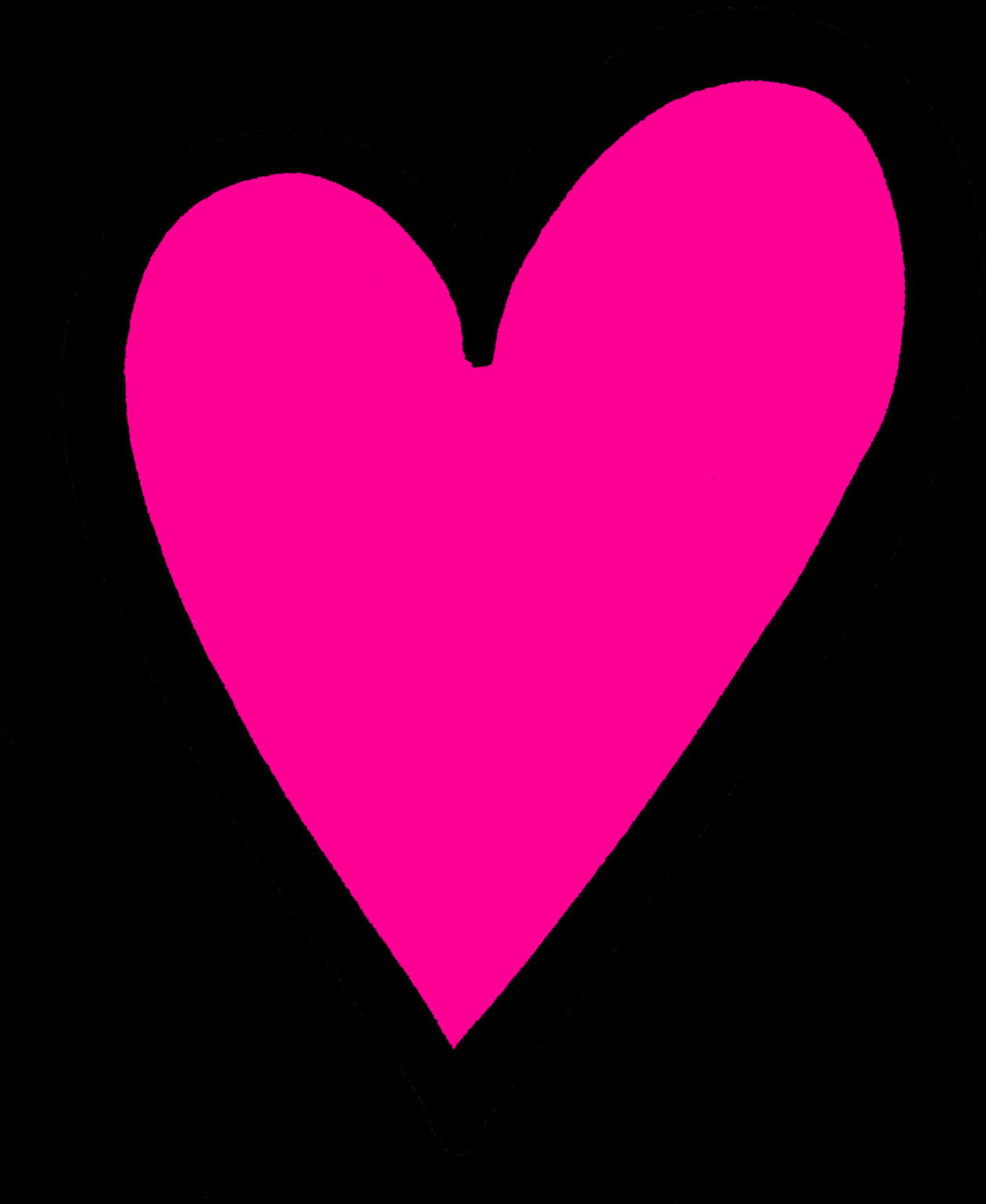 Vibrant Pink Heart Black Background PNG