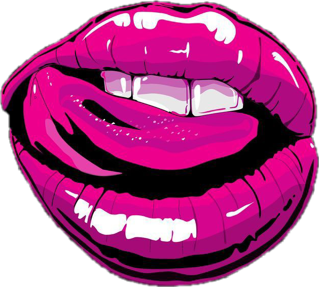 Vibrant Pink Lips Illustration PNG