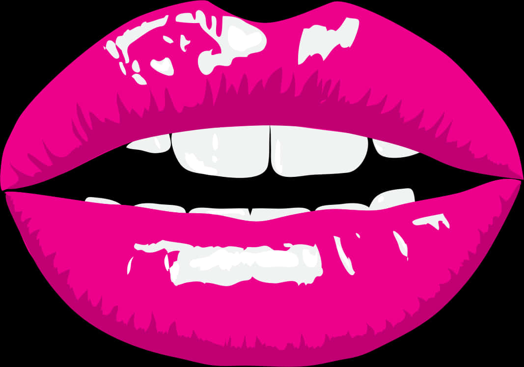 Vibrant Pink Lips Vector PNG