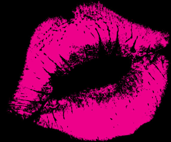 Vibrant Pink Lipstick Kiss Print PNG