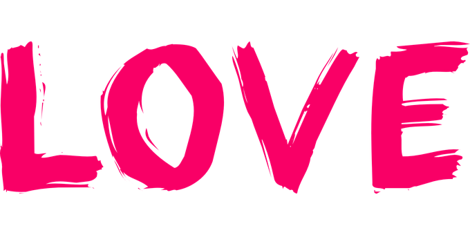 Vibrant Pink Love Text PNG