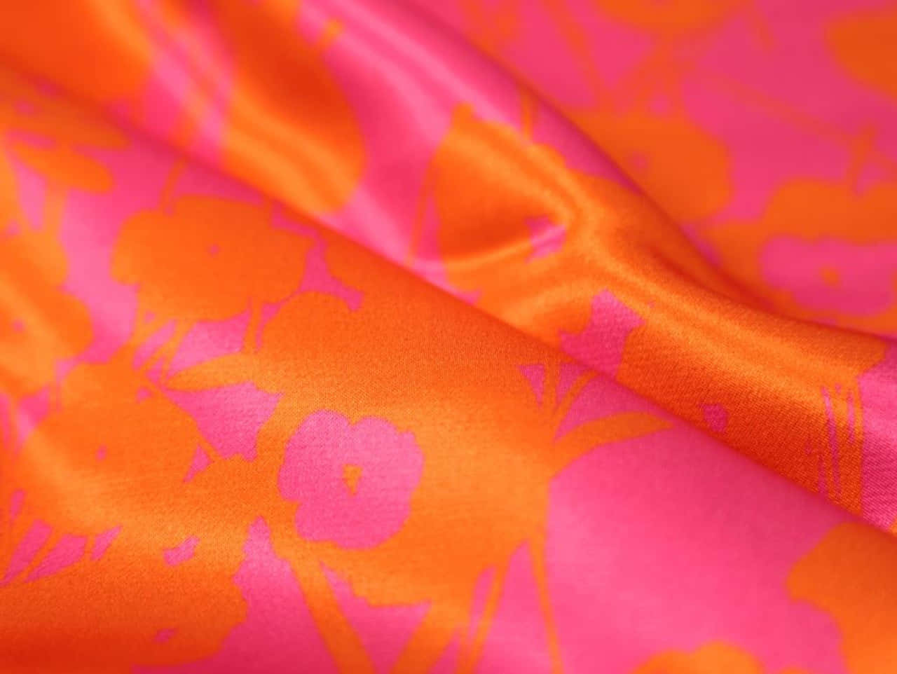 Vibrant Pink Orange Floral Fabric Wallpaper