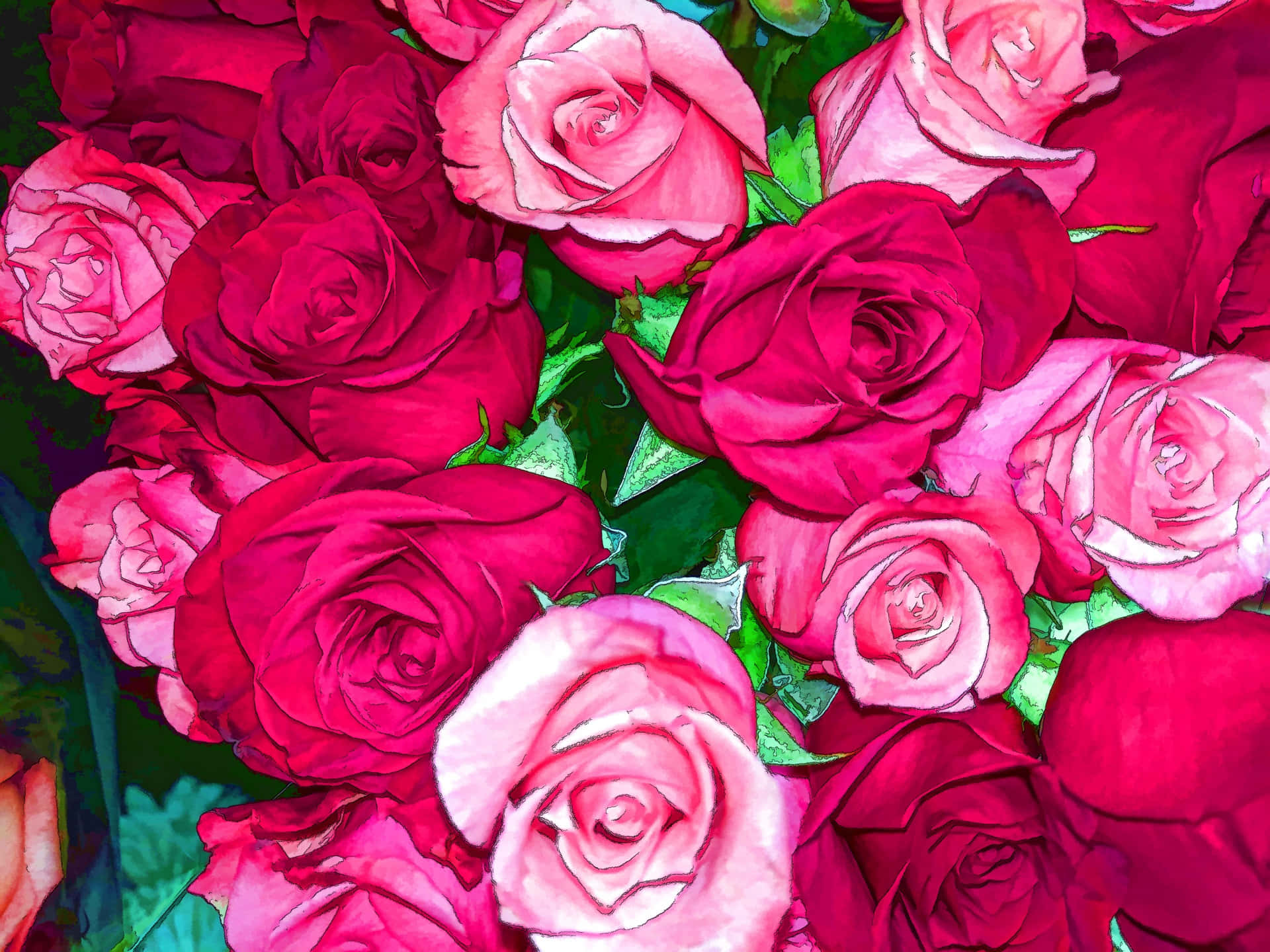 Vibrant_ Pink_ Roses_ Bouquet.jpg Wallpaper