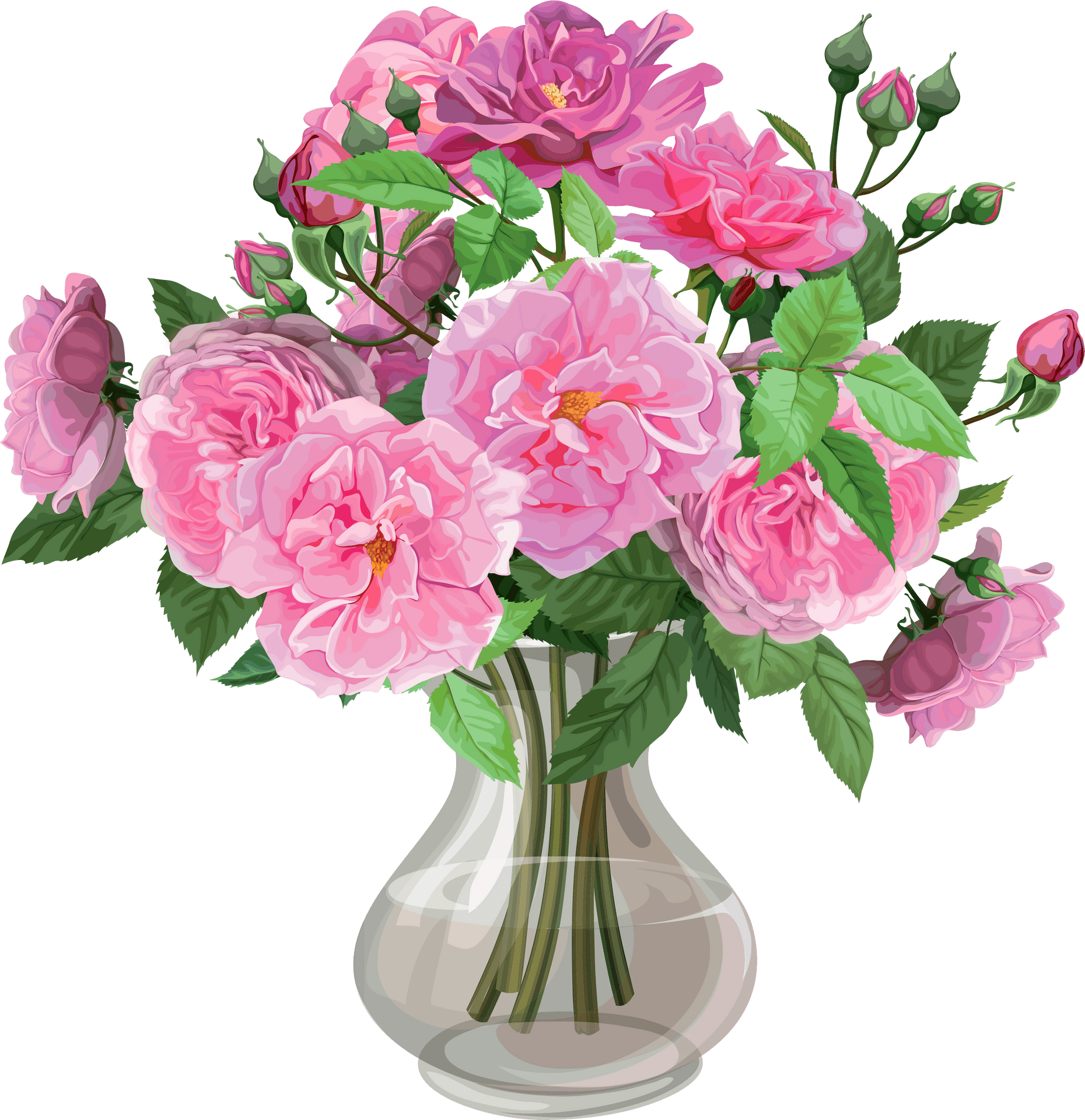 Vibrant Pink Roses Bouquet PNG