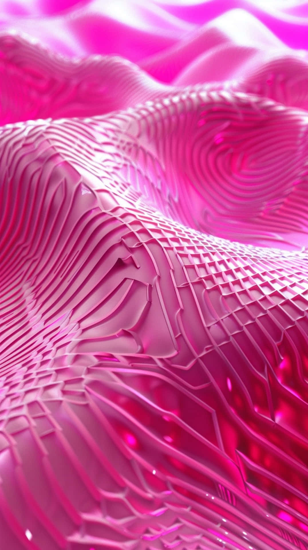 Vibrant Pink3 D Waves Wallpaper