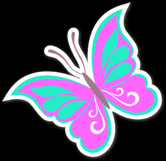 Vibrant Pinkand Green Butterfly Graphic PNG