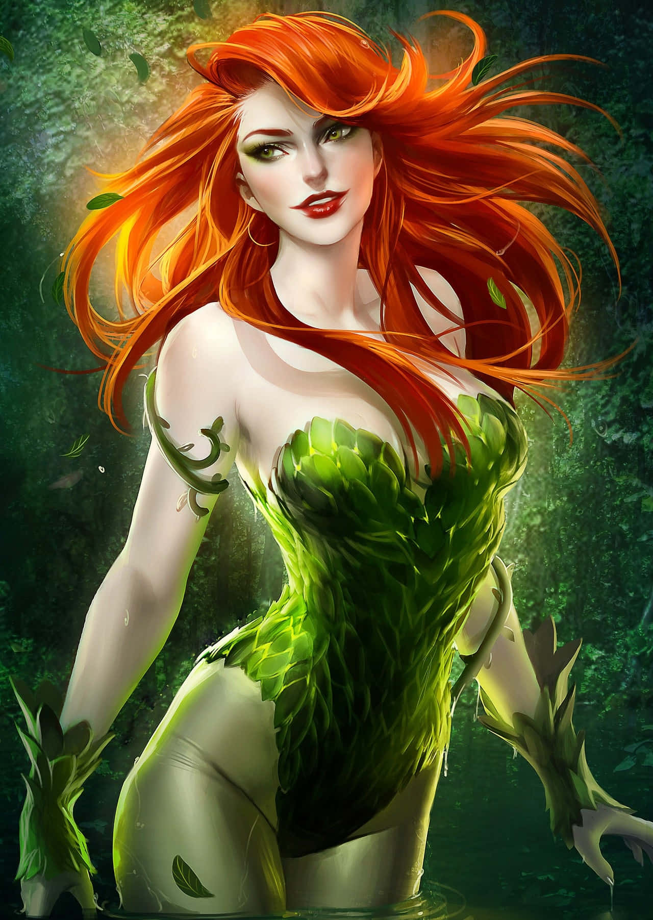 Vibrant Poison Ivy Artwork Wallpaper