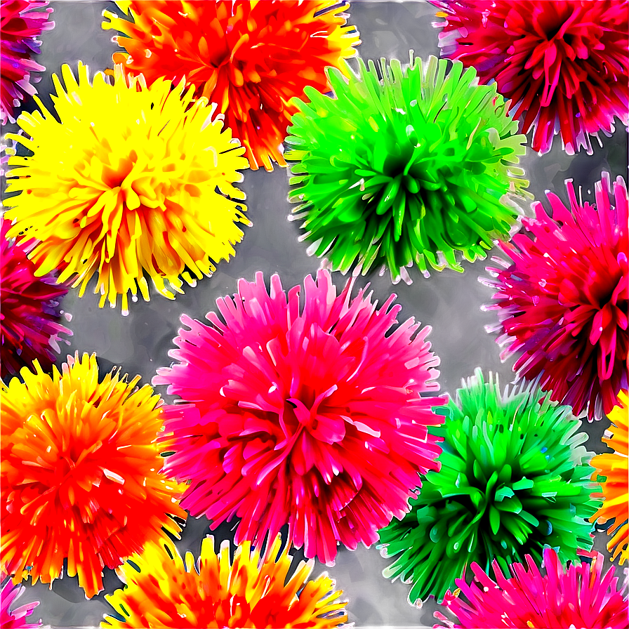 Vibrant Pom Poms Png 06132024 PNG