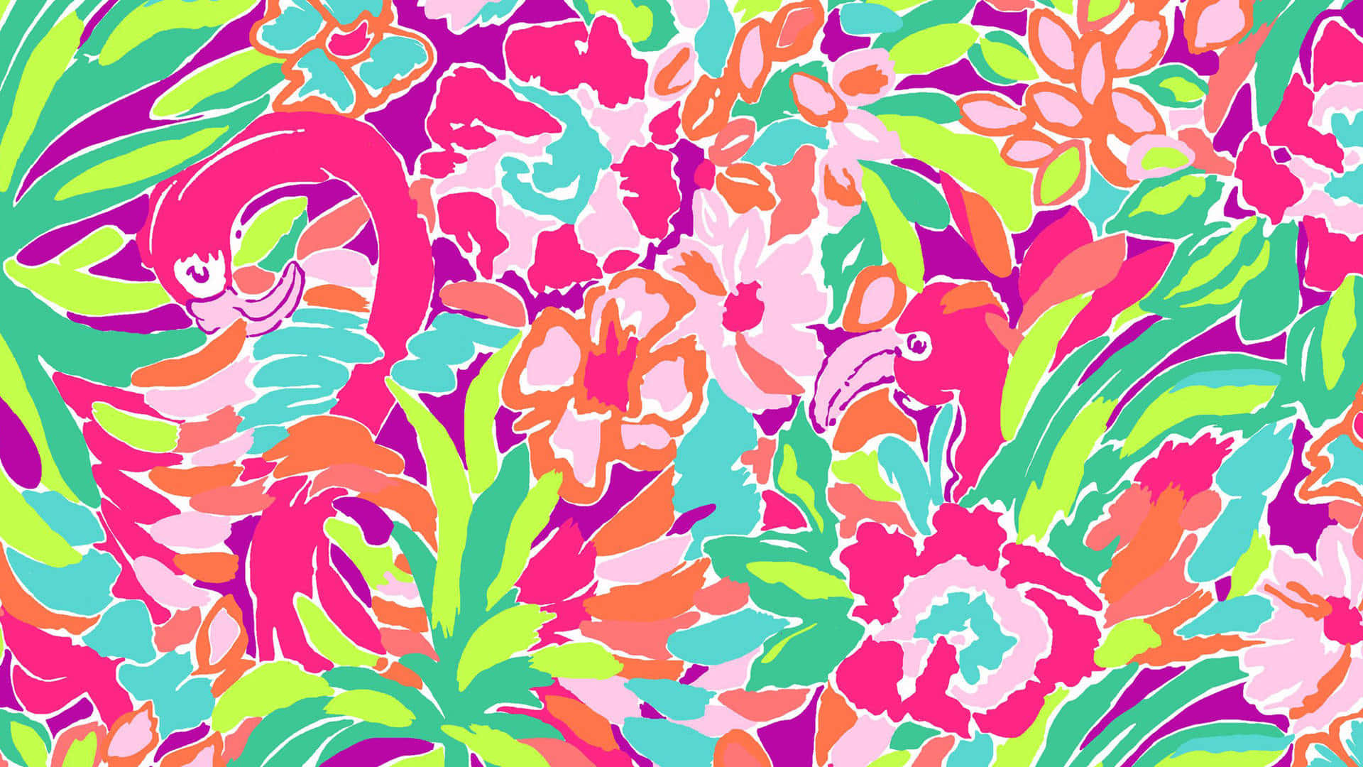 Vibrant Preppy Floral Pattern Wallpaper