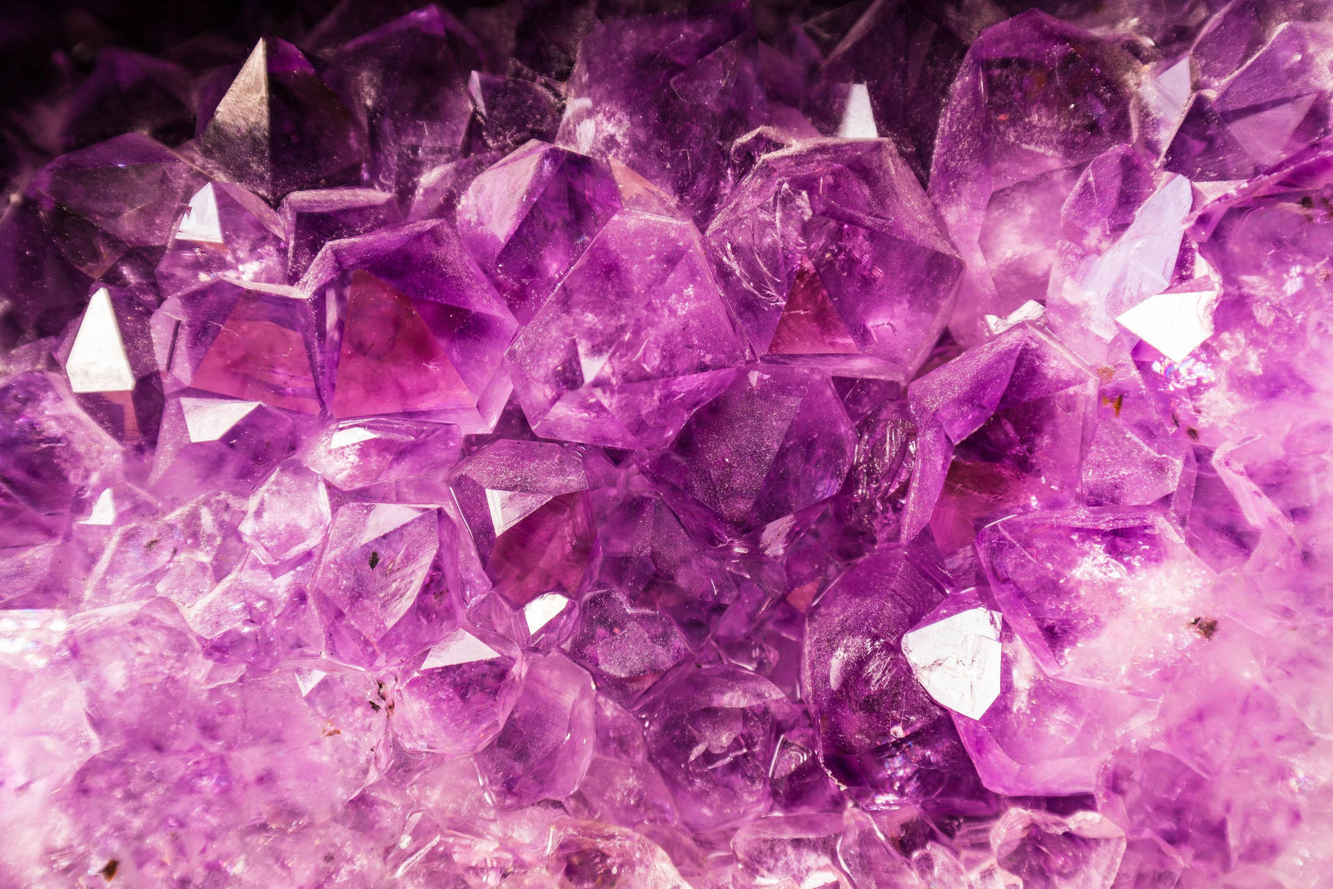 Striking Purple Amethyst Crystal Cluster Wallpaper