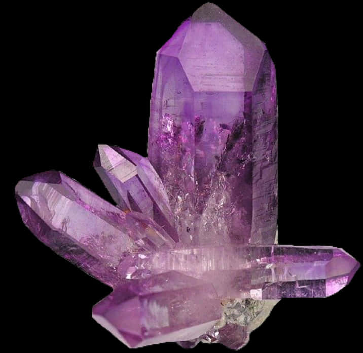 Vibrant Purple Amethyst Crystal Cluster PNG