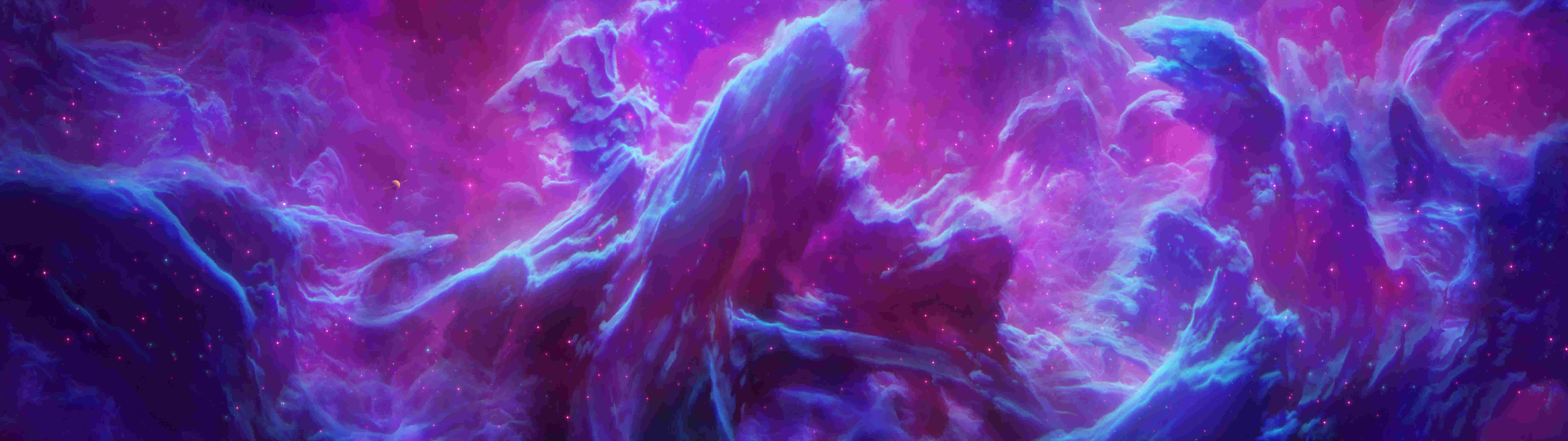 Vibrant Purple Nebula Panorama Wallpaper